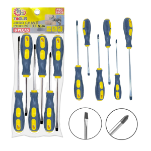 FBG-3202 JOGO CHAVE PHILIPS E FENDA 6 PÇ