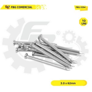 FBG-3354 KIT PREGO DE ACO C/10 PCS 3.0X62MM 8X12