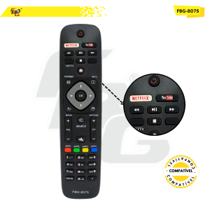 8075 CONTROLE SMART  COMPATÍVEL C/ PHILIPS C/NETFLIX