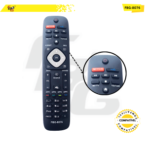 8076 CONTROLE SMART  COMPATÍVEL C/ PHILIPS C/NETFLIX