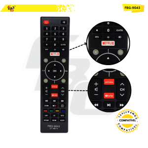 9043 CONTROLE SMART  COMPATÍVEL C/ SEMP YOUTUBE/NETFLIX/GLOBOPLAY