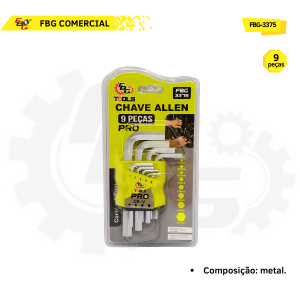 FBG-3375 CHAVE ALLEN  C/ 9 PCS - P